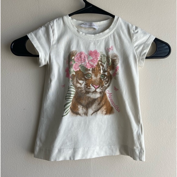 Monnalisa white graphic T-shirt tiger print girl - Picture 1 of 12